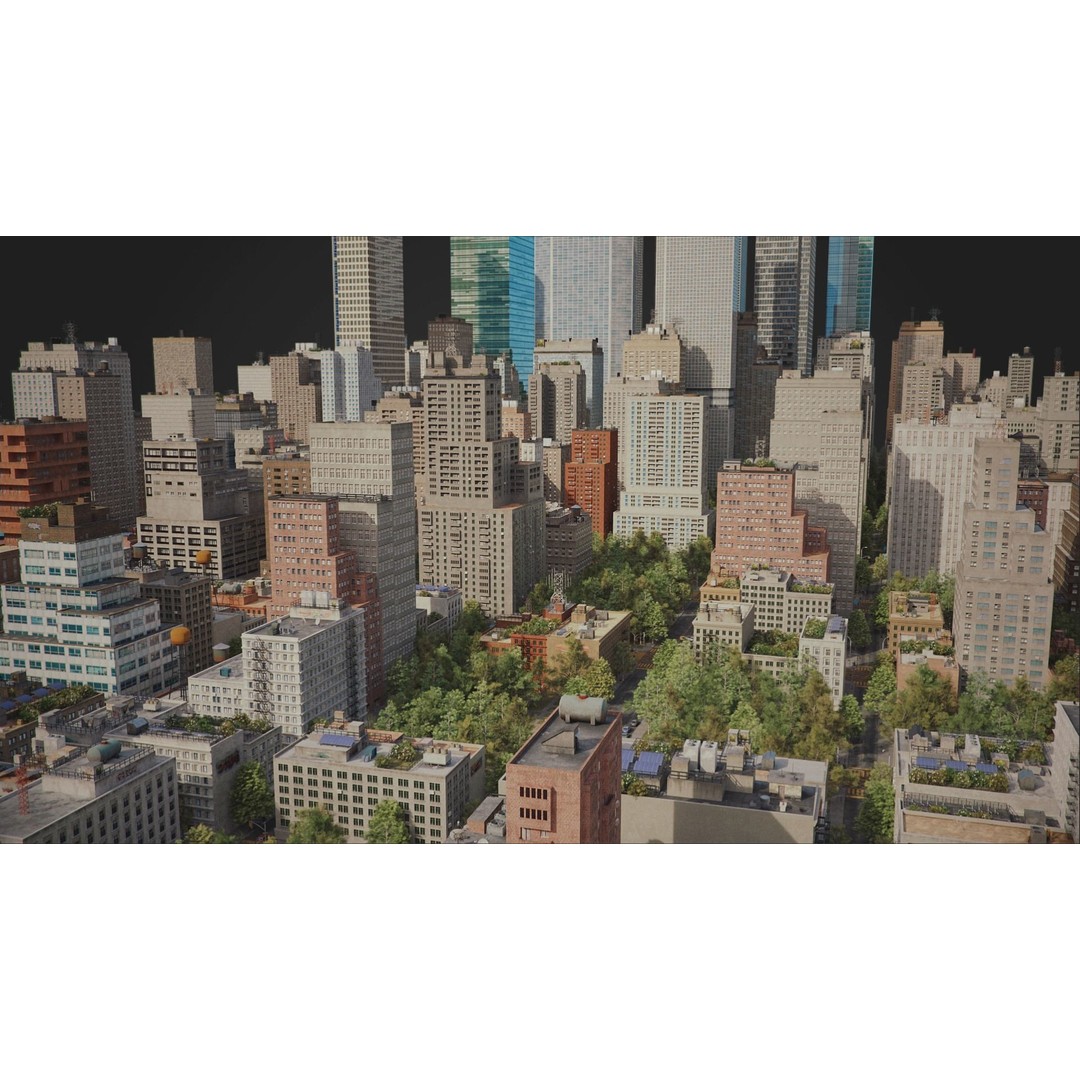 Realistic City 3D Model – Low Poly Urban Scene, V-Ray Ready - View 4