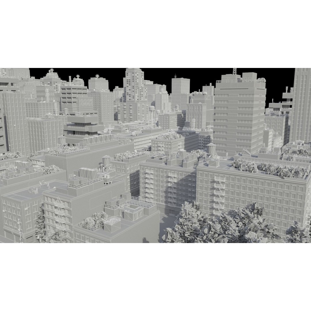 Realistic City 3D Model – Low Poly Urban Scene, V-Ray Ready - View 43