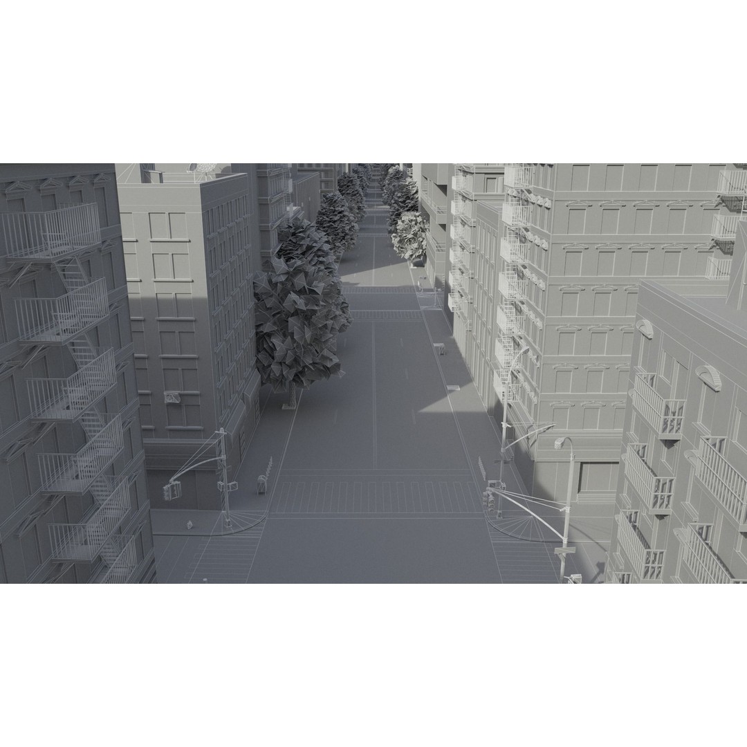 Realistic City 3D Model – Low Poly Urban Scene, V-Ray Ready - View 47