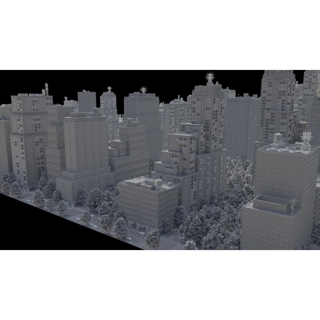 Realistic City 3D Model – Low Poly Urban Scene, V-Ray Ready - View 48