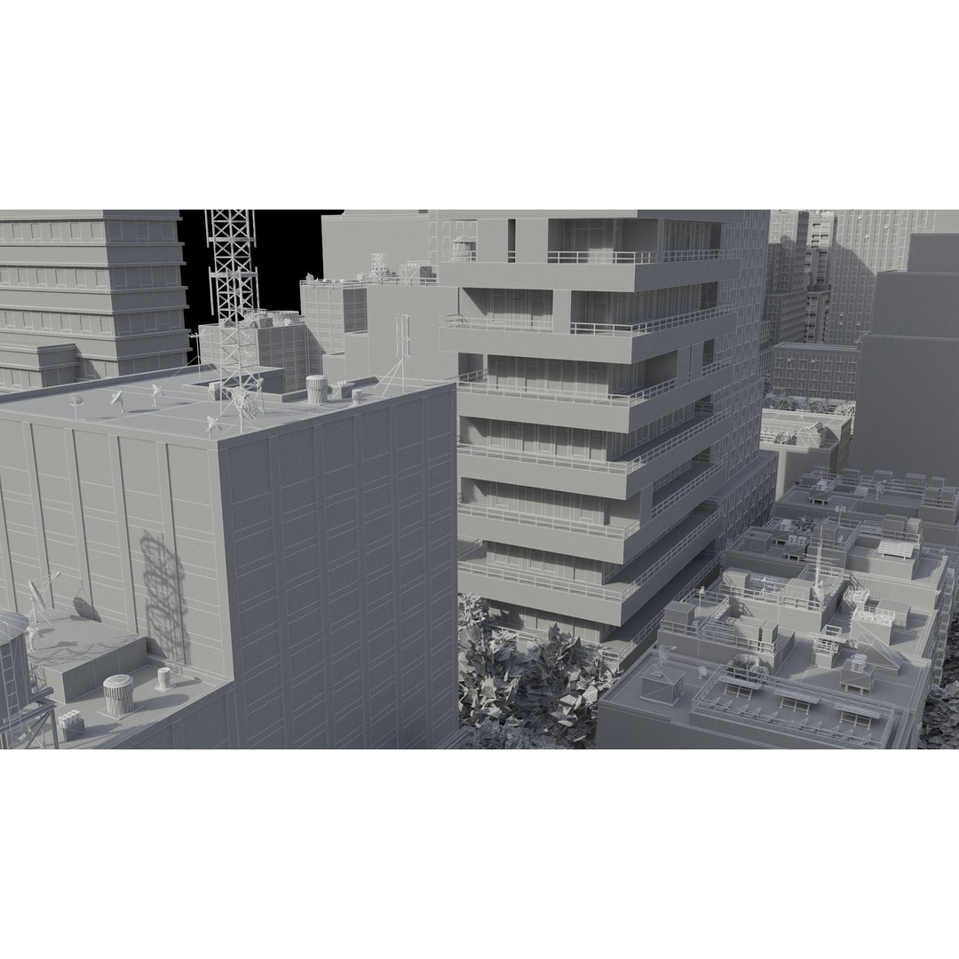 Realistic City 3D Model – Low Poly Urban Scene, V-Ray Ready - View 50
