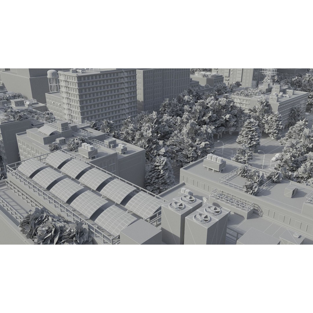 Realistic City 3D Model – Low Poly Urban Scene, V-Ray Ready - View 52