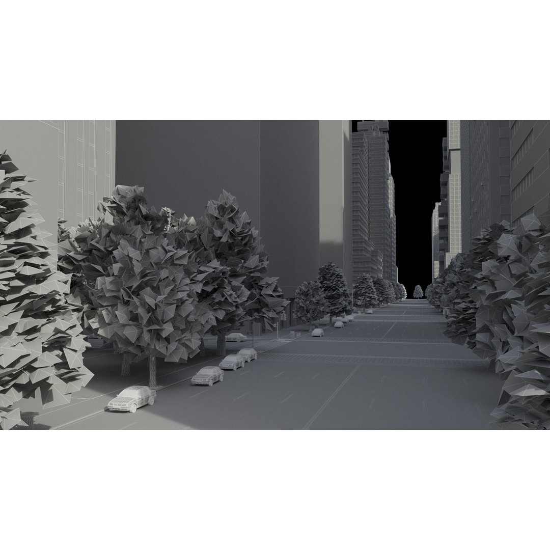 Realistic City 3D Model – Low Poly Urban Scene, V-Ray Ready - View 54