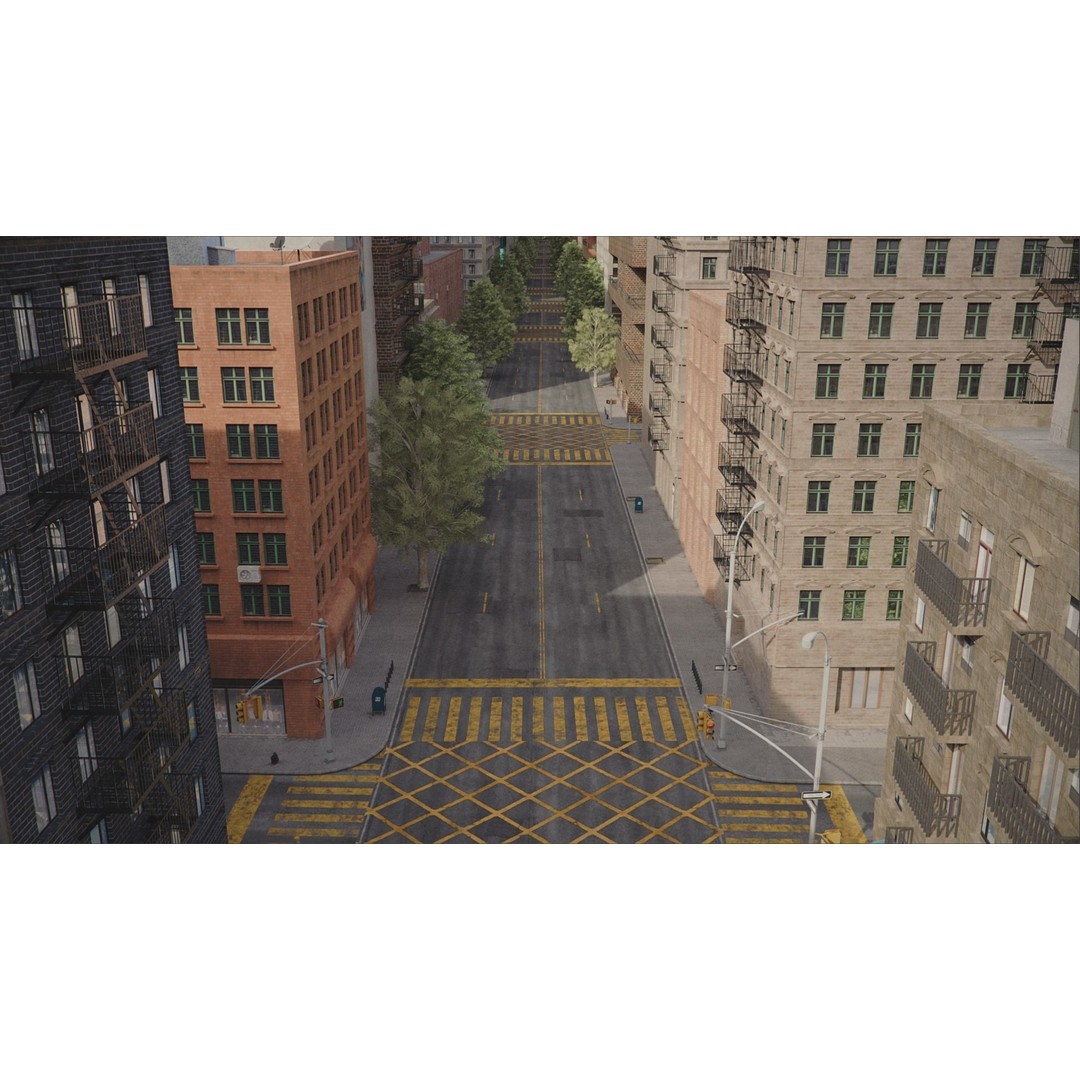 Realistic City 3D Model – Low Poly Urban Scene, V-Ray Ready - View 7