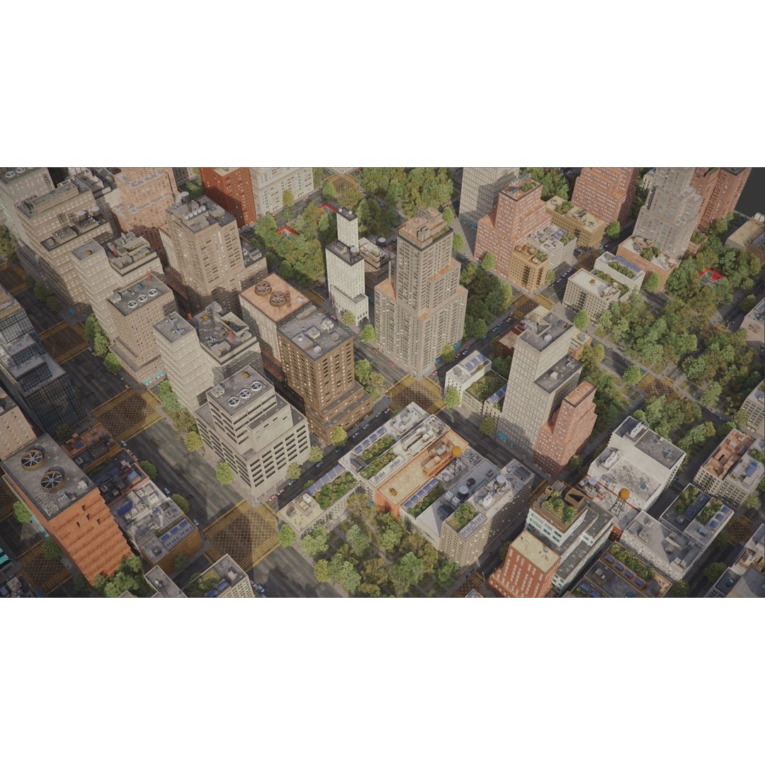 Realistic City 3D Model – Low Poly Urban Scene, V-Ray Ready - View 8