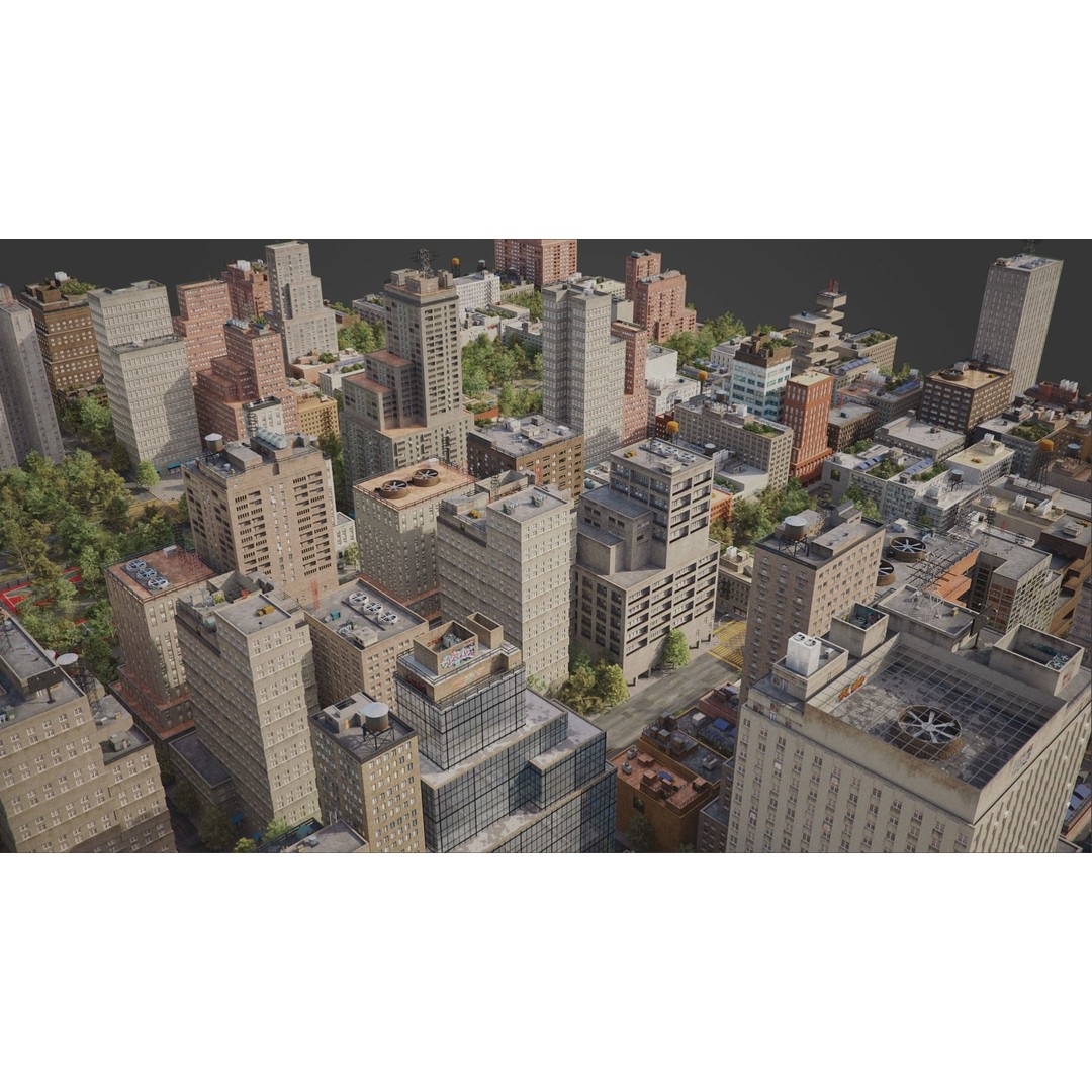 Realistic City 3D Model – Low Poly Urban Scene, V-Ray Ready - View 9