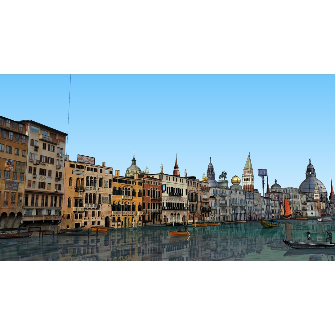 Venice Scene 3D Model – Classic European Cityscape, FBX & OBJ - View 20