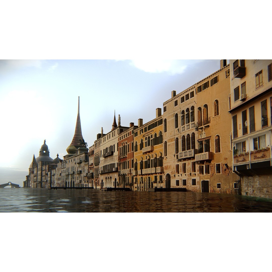 Venice Scene 3D Model – Classic European Cityscape, FBX & OBJ - View 4