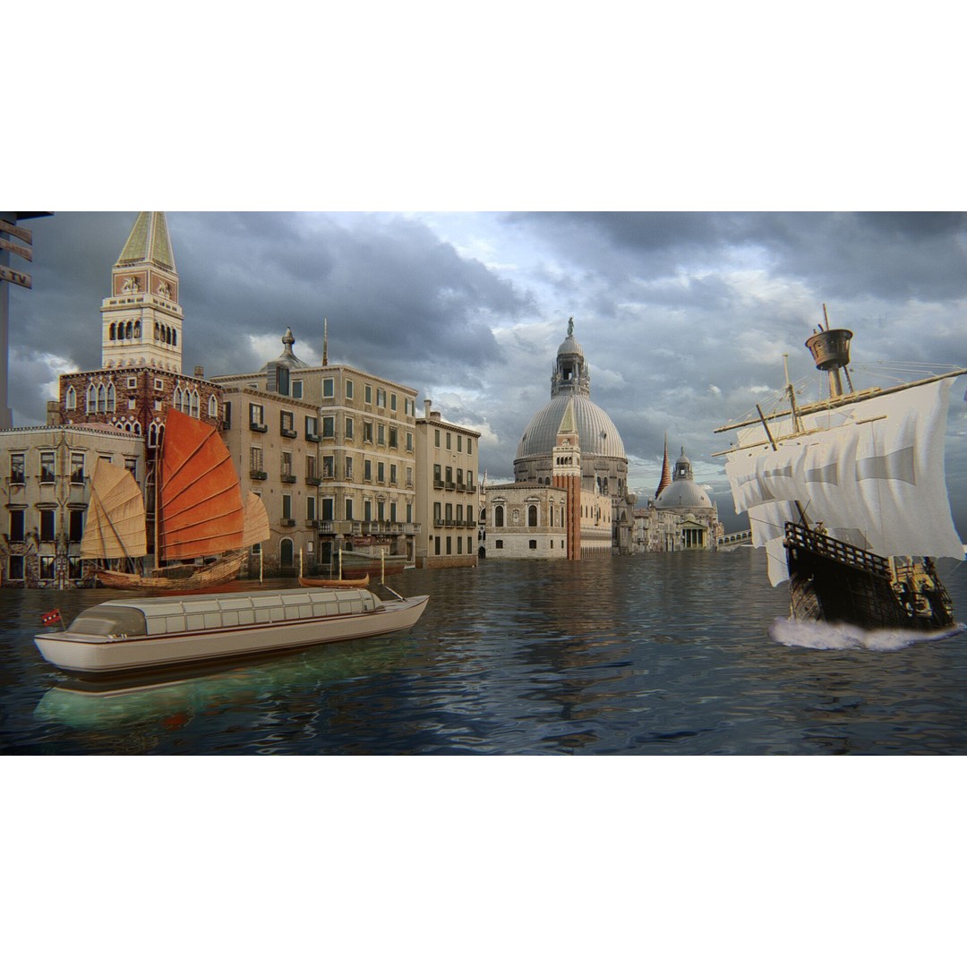Venice Scene 3D Model – Classic European Cityscape, FBX & OBJ - View 5