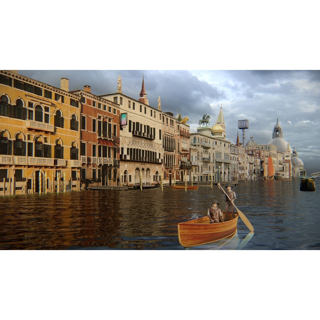 Venice Scene 3D Model – Classic European Cityscape, FBX & OBJ - View 6