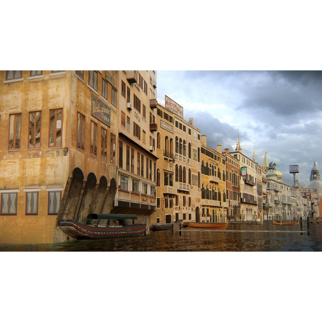 Venice Scene 3D Model – Classic European Cityscape, FBX & OBJ - View 9
