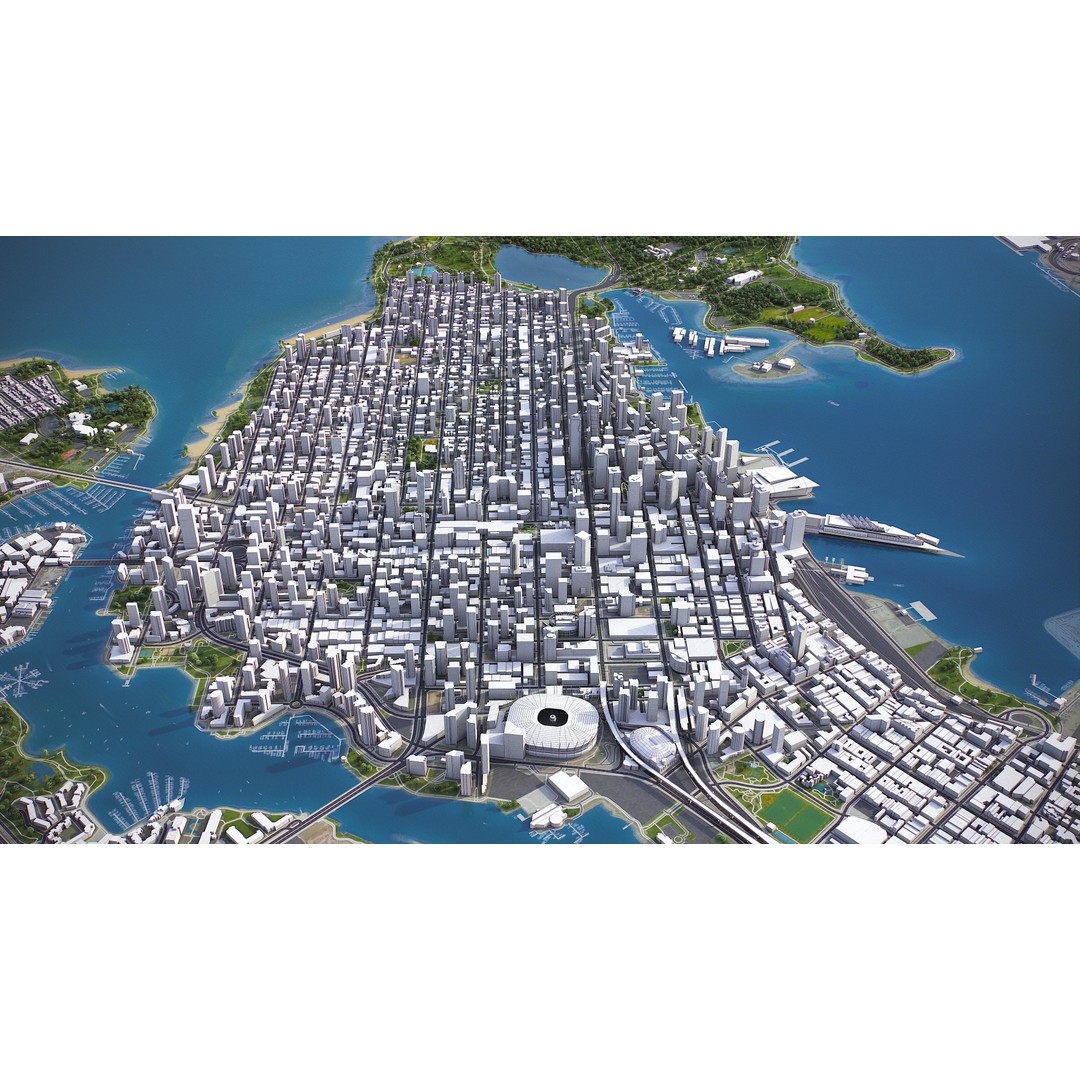 Vancouver 3D Model – Low Poly Cityscape with Georeferencing Options, FBX - View 10