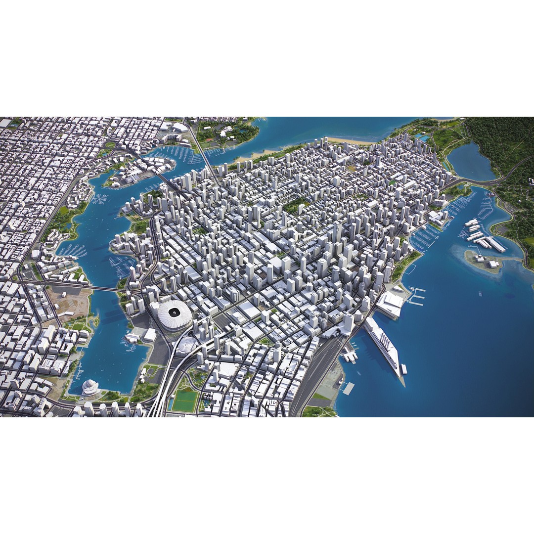Vancouver 3D Model – Low Poly Cityscape with Georeferencing Options, FBX - View 11