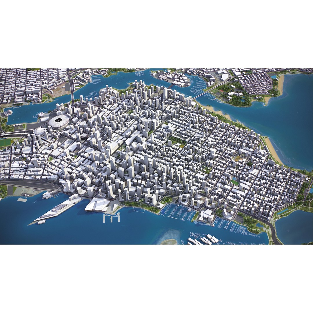Vancouver 3D Model – Low Poly Cityscape with Georeferencing Options, FBX - View 12