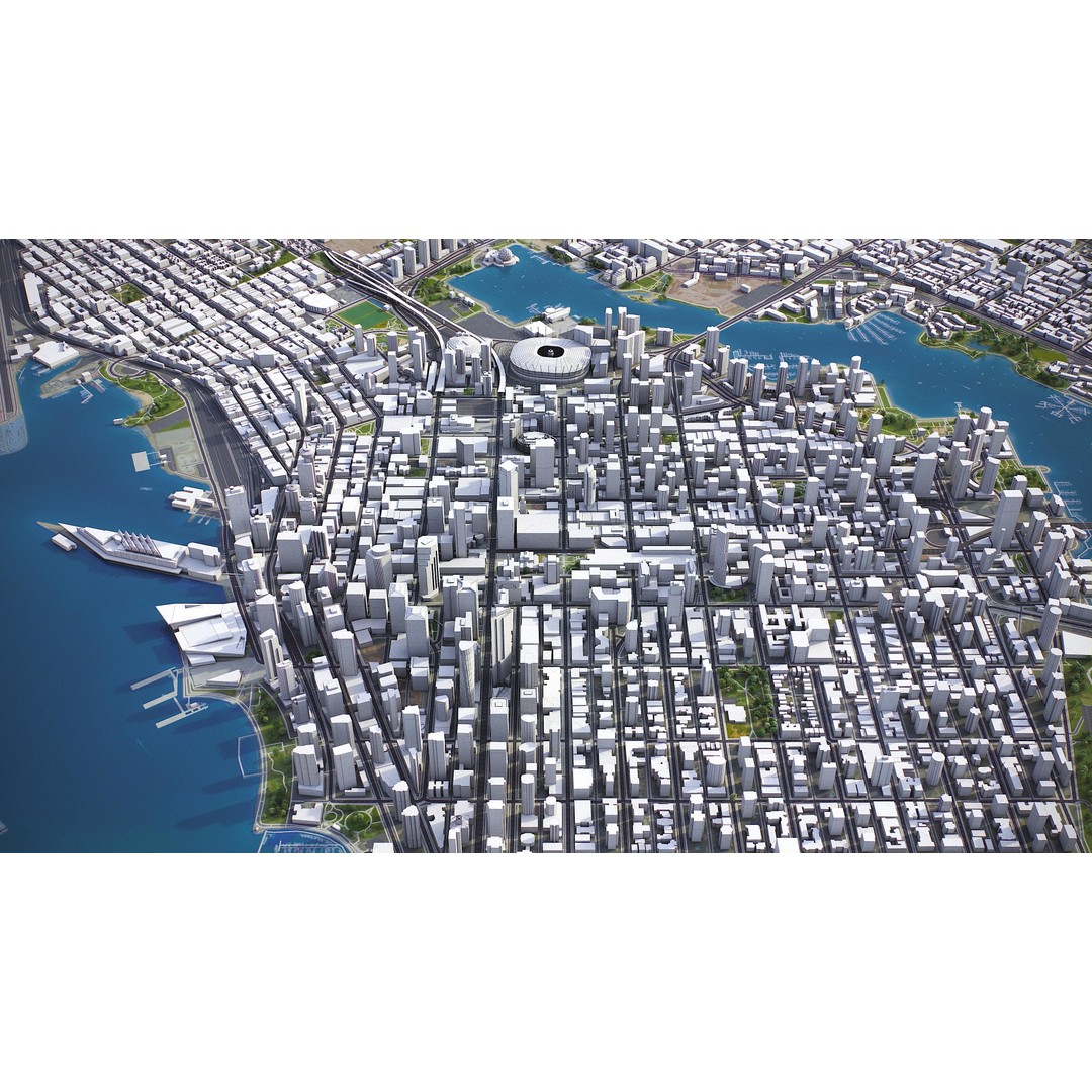 Vancouver 3D Model – Low Poly Cityscape with Georeferencing Options, FBX - View 13