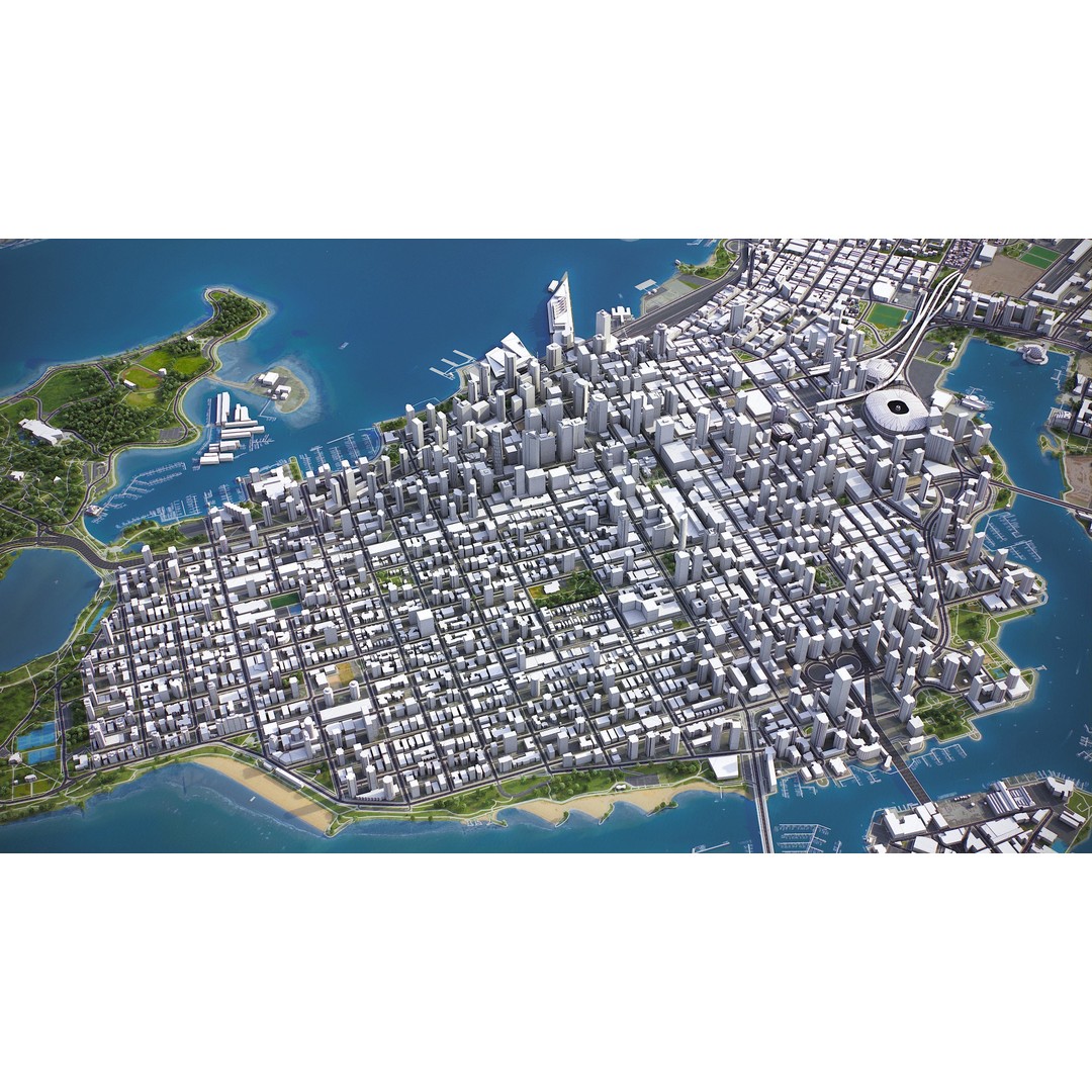 Vancouver 3D Model – Low Poly Cityscape with Georeferencing Options, FBX - View 14