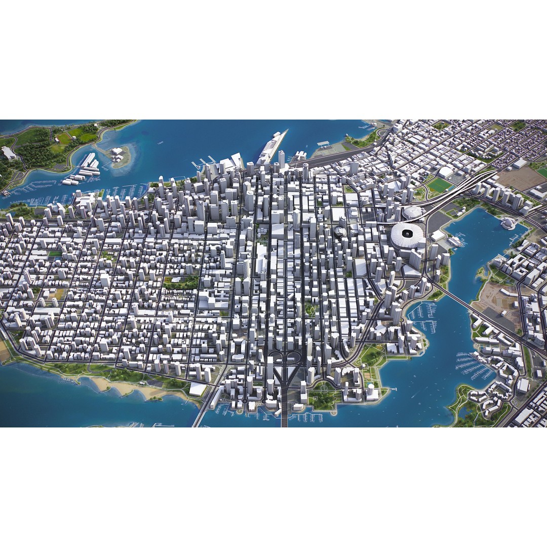 Vancouver 3D Model – Low Poly Cityscape with Georeferencing Options, FBX - View 15