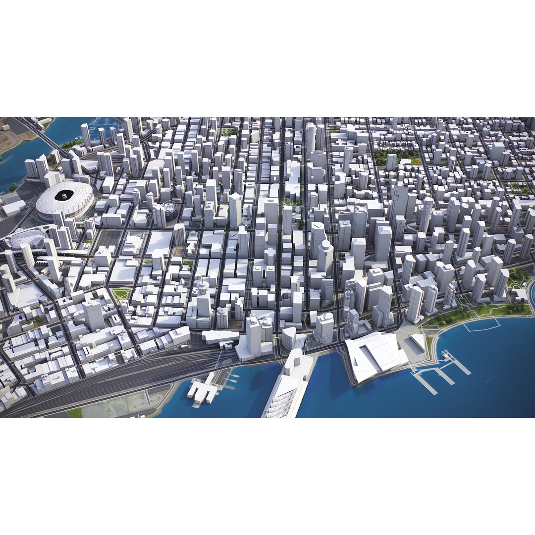 Vancouver 3D Model – Low Poly Cityscape with Georeferencing Options, FBX - View 16