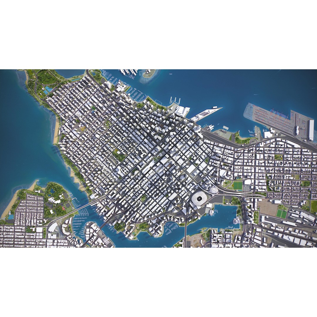 Vancouver 3D Model – Low Poly Cityscape with Georeferencing Options, FBX - View 18
