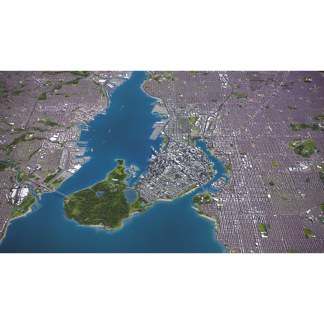 Vancouver 3D Model – Low Poly Cityscape with Georeferencing Options, FBX - View 4
