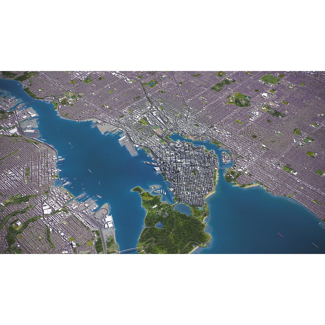 Vancouver 3D Model – Low Poly Cityscape with Georeferencing Options, FBX - View 5