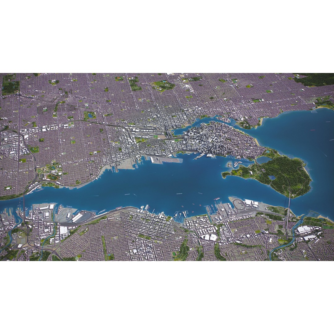 Vancouver 3D Model – Low Poly Cityscape with Georeferencing Options, FBX - View 6