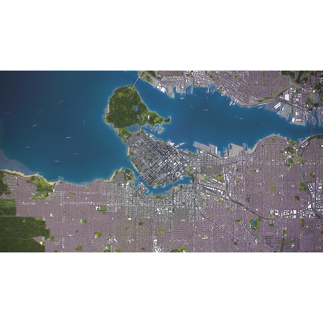Vancouver 3D Model – Low Poly Cityscape with Georeferencing Options, FBX - View 7