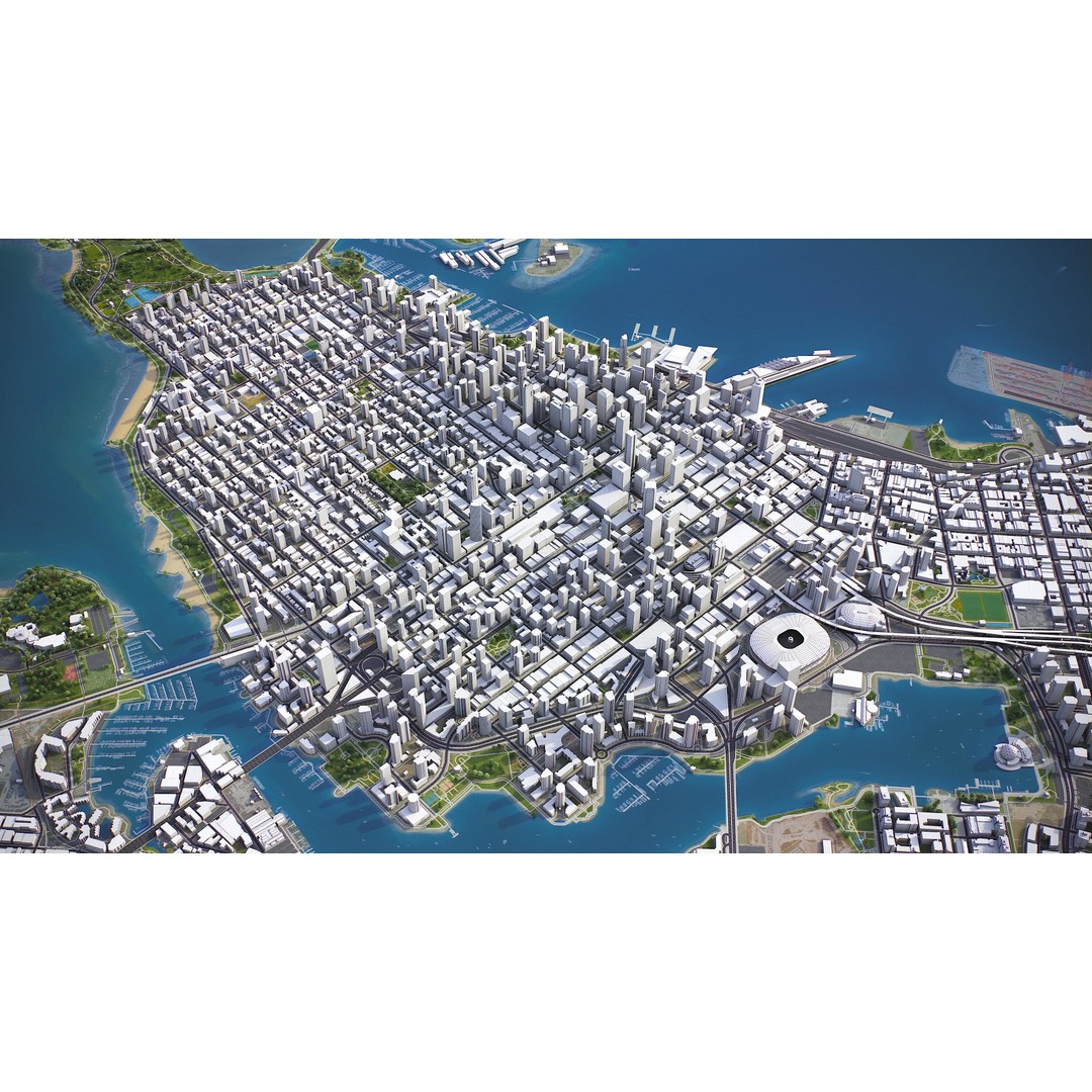 Vancouver 3D Model – Low Poly Cityscape with Georeferencing Options, FBX - View 8