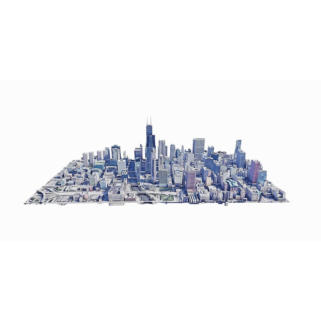 Willis Tower 3D Model – Low Poly Skyscraper, FBX, Game Asset - View 7