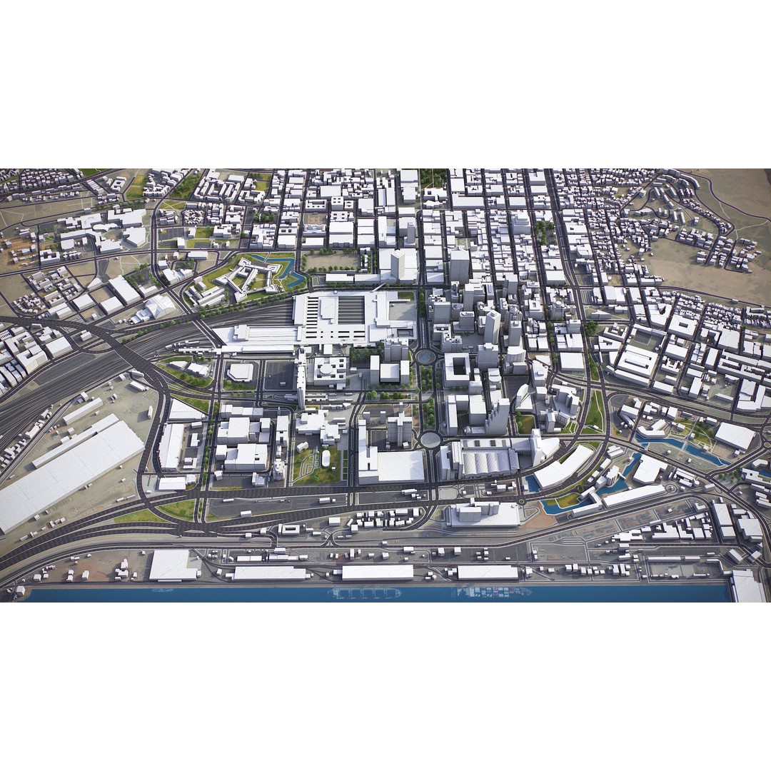 Cape Town 3D Model – Low Poly Cityscape with PBR Textures, FBX - View 10