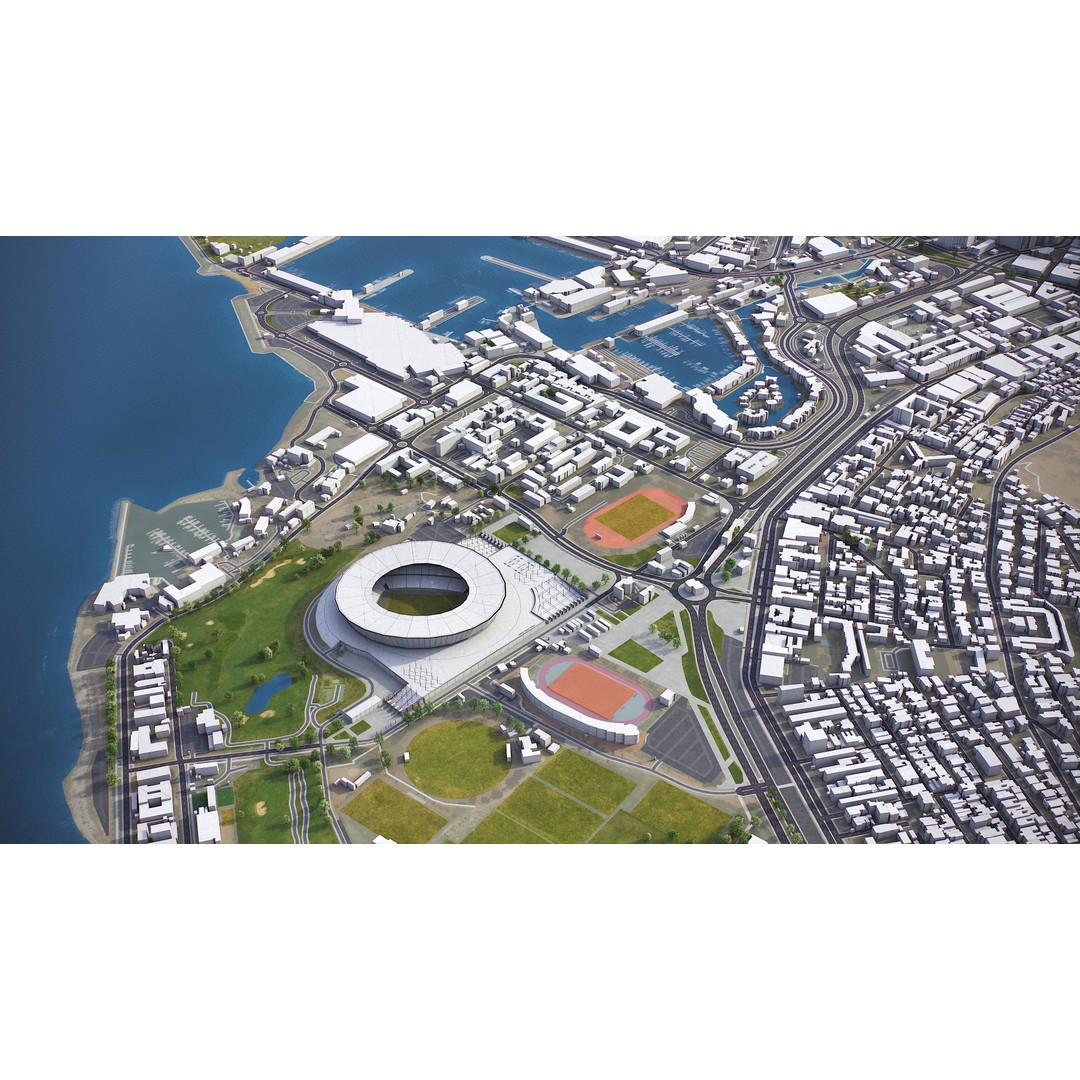 Cape Town 3D Model – Low Poly Cityscape with PBR Textures, FBX - View 11