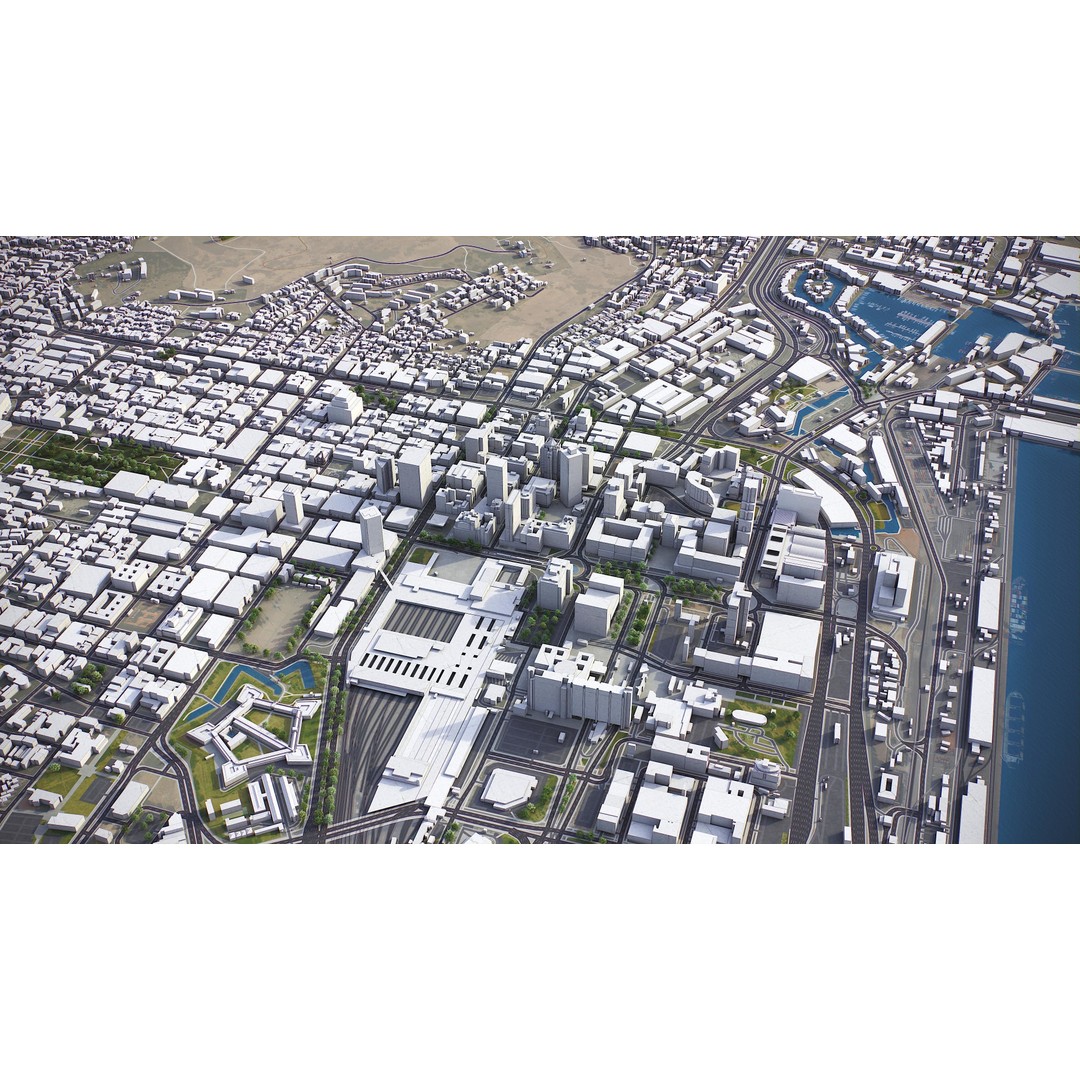 Cape Town 3D Model – Low Poly Cityscape with PBR Textures, FBX - View 13
