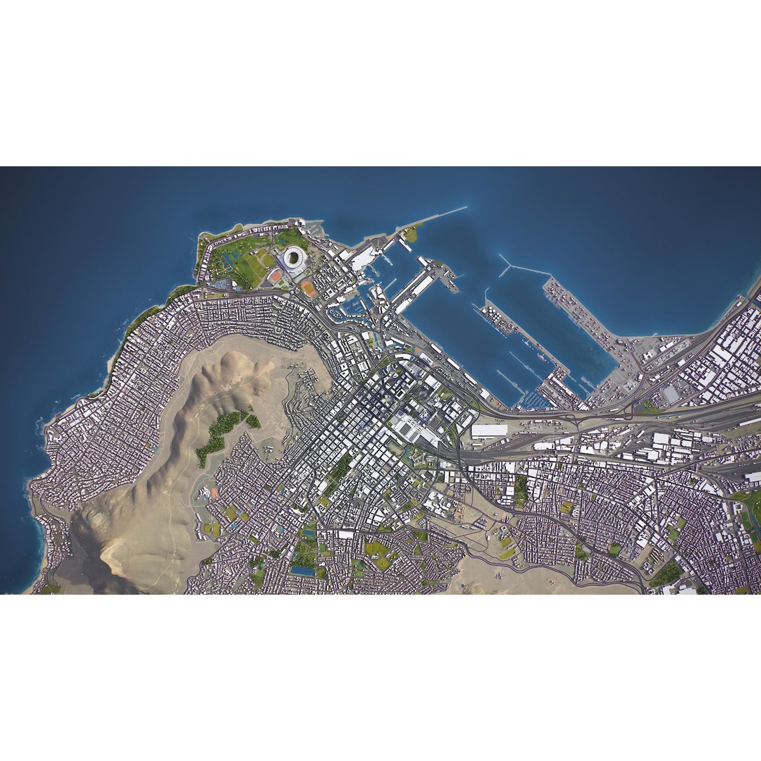 Cape Town 3D Model – Low Poly Cityscape with PBR Textures, FBX - View 16