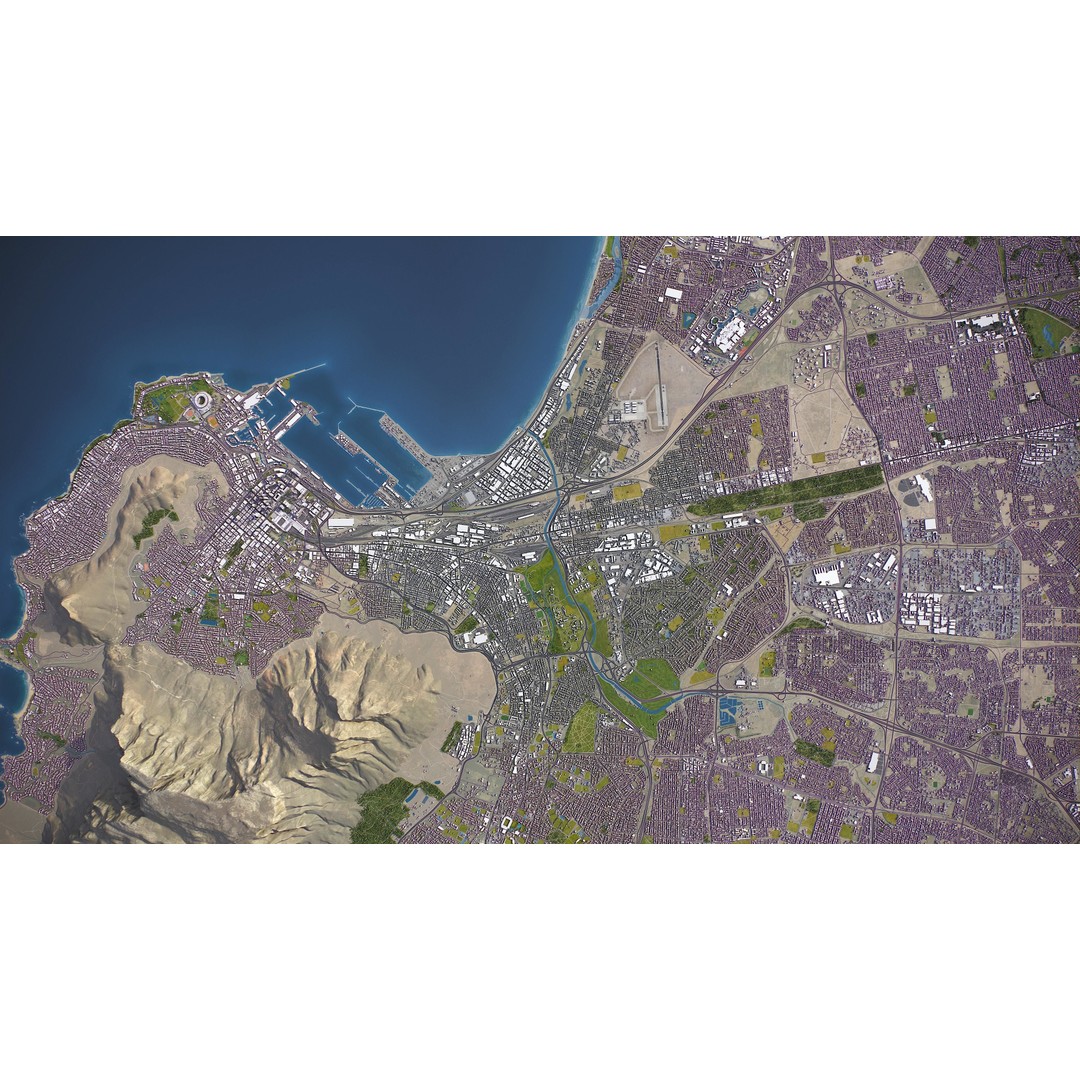 Cape Town 3D Model – Low Poly Cityscape with PBR Textures, FBX - View 17