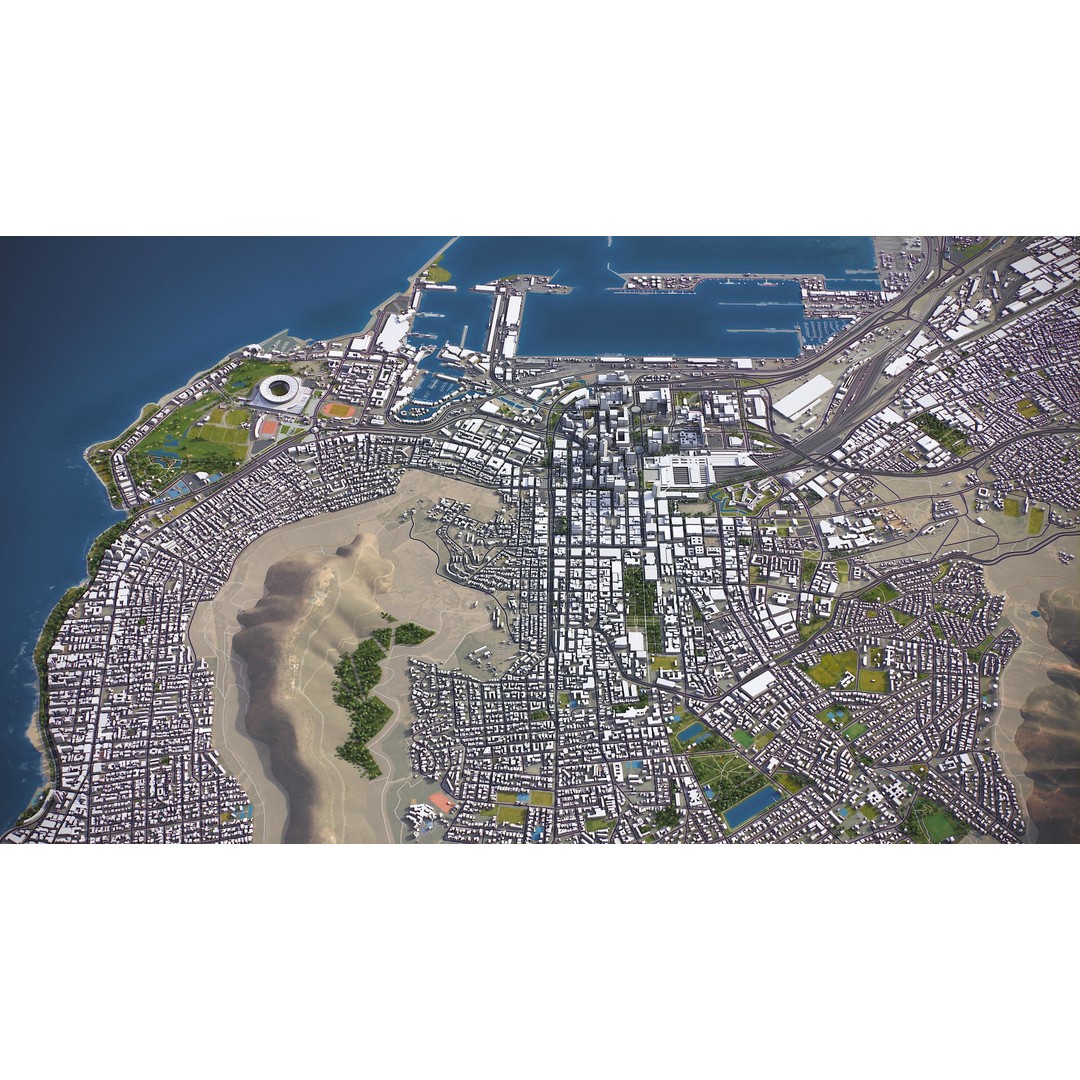 Cape Town 3D Model – Low Poly Cityscape with PBR Textures, FBX - View 19