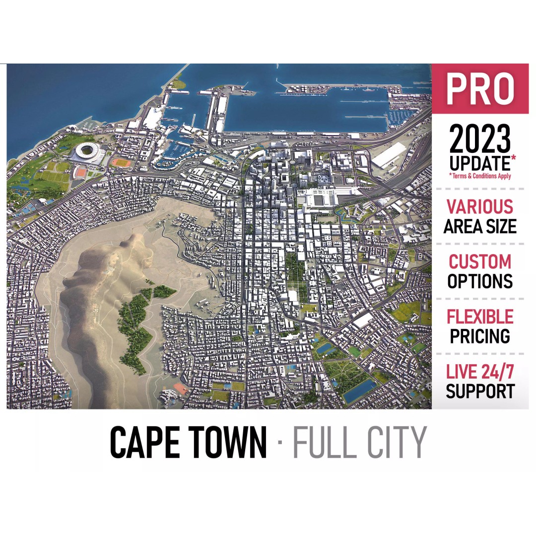 Cape Town 3D Model – Low Poly Cityscape with PBR Textures, FBX - View 2