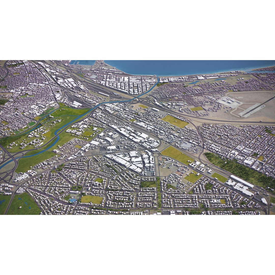 Cape Town 3D Model – Low Poly Cityscape with PBR Textures, FBX - View 23