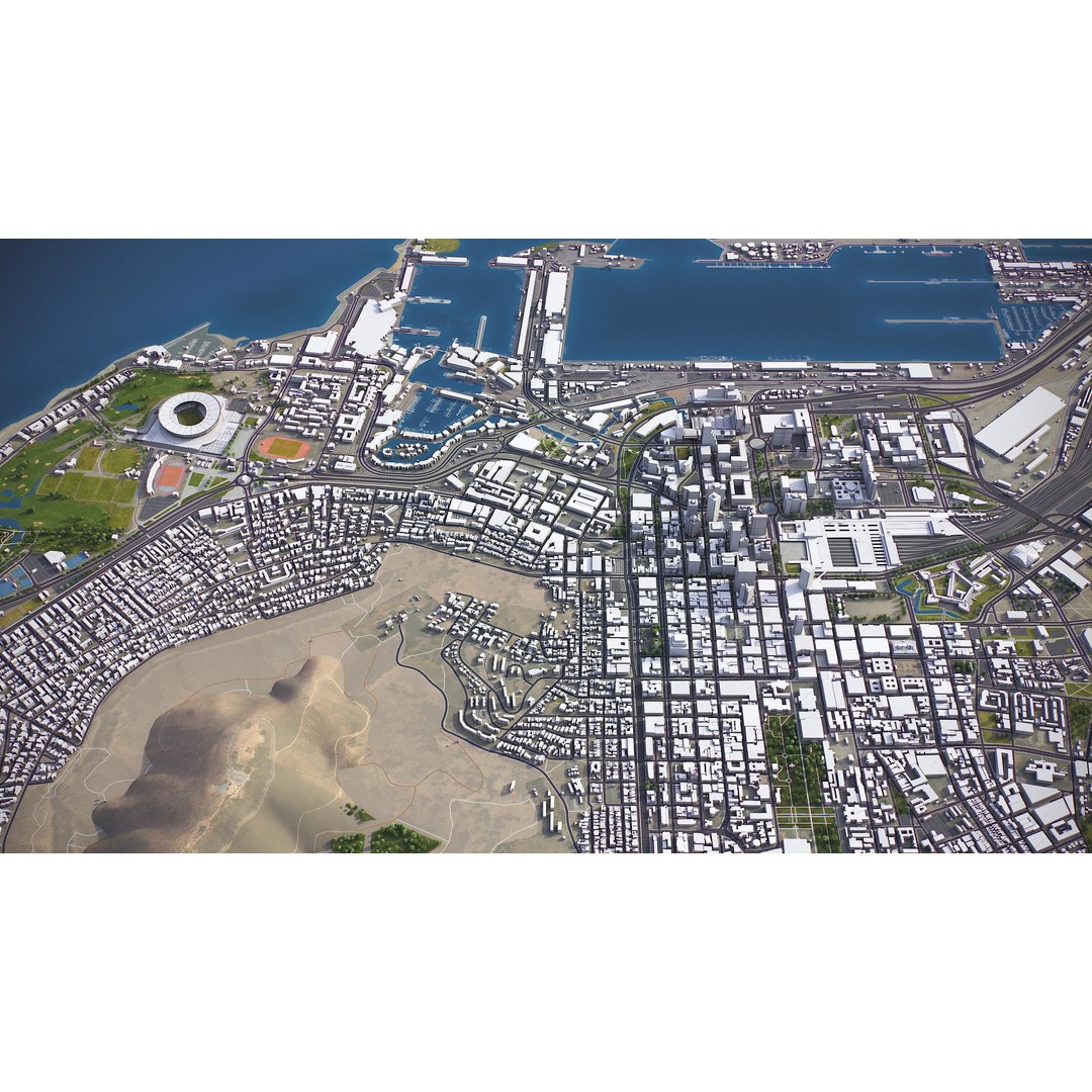 Cape Town 3D Model – Low Poly Cityscape with PBR Textures, FBX - View 7