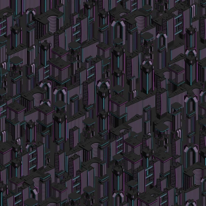 Neon City Buildings 3D Model – Low Poly Game Asset, FBX & Unity - View 8