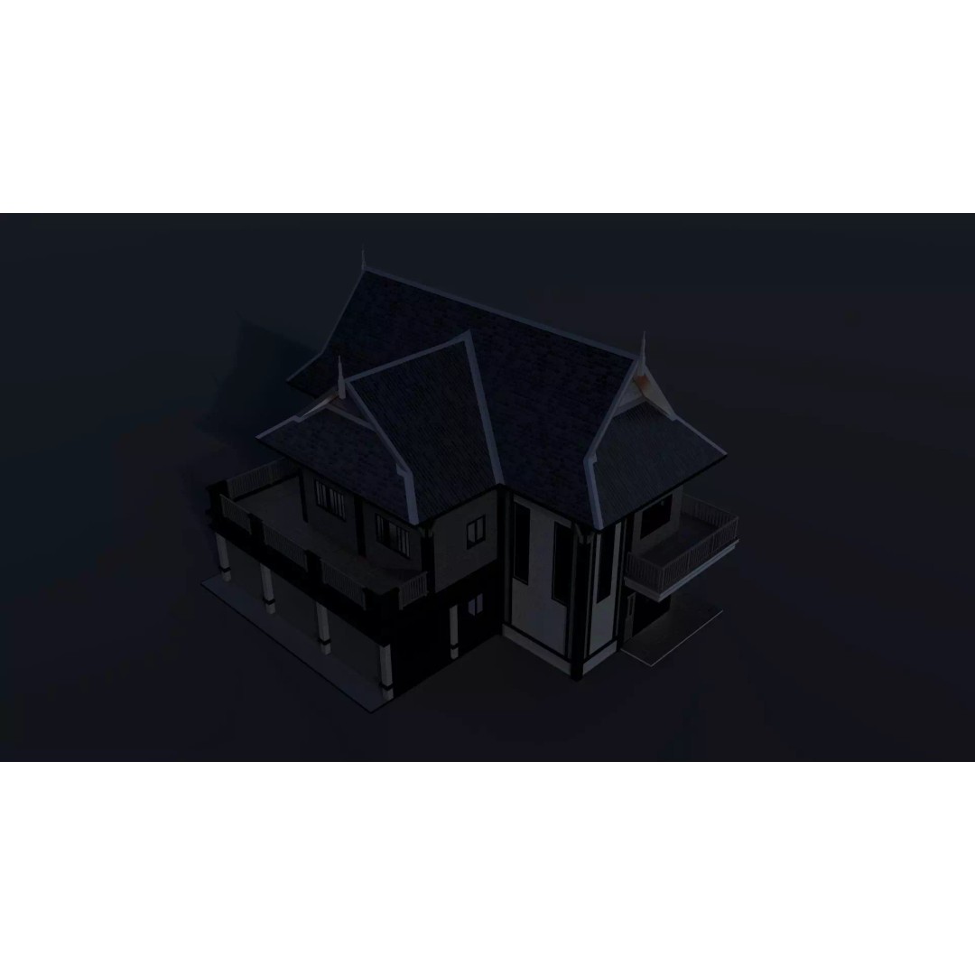 Contemporary Two-Story Home 3D Model – Modern Residential Design, FBX - View 11