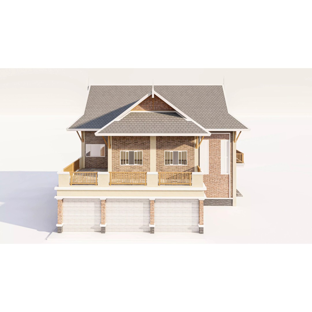 Contemporary Two-Story Home 3D Model – Modern Residential Design, FBX - View 4
