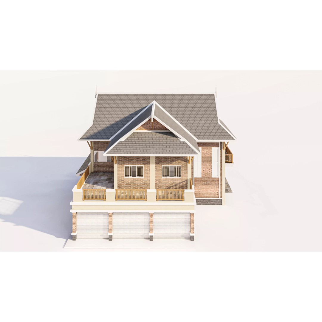 Contemporary Two-Story Home 3D Model – Modern Residential Design, FBX - View 5