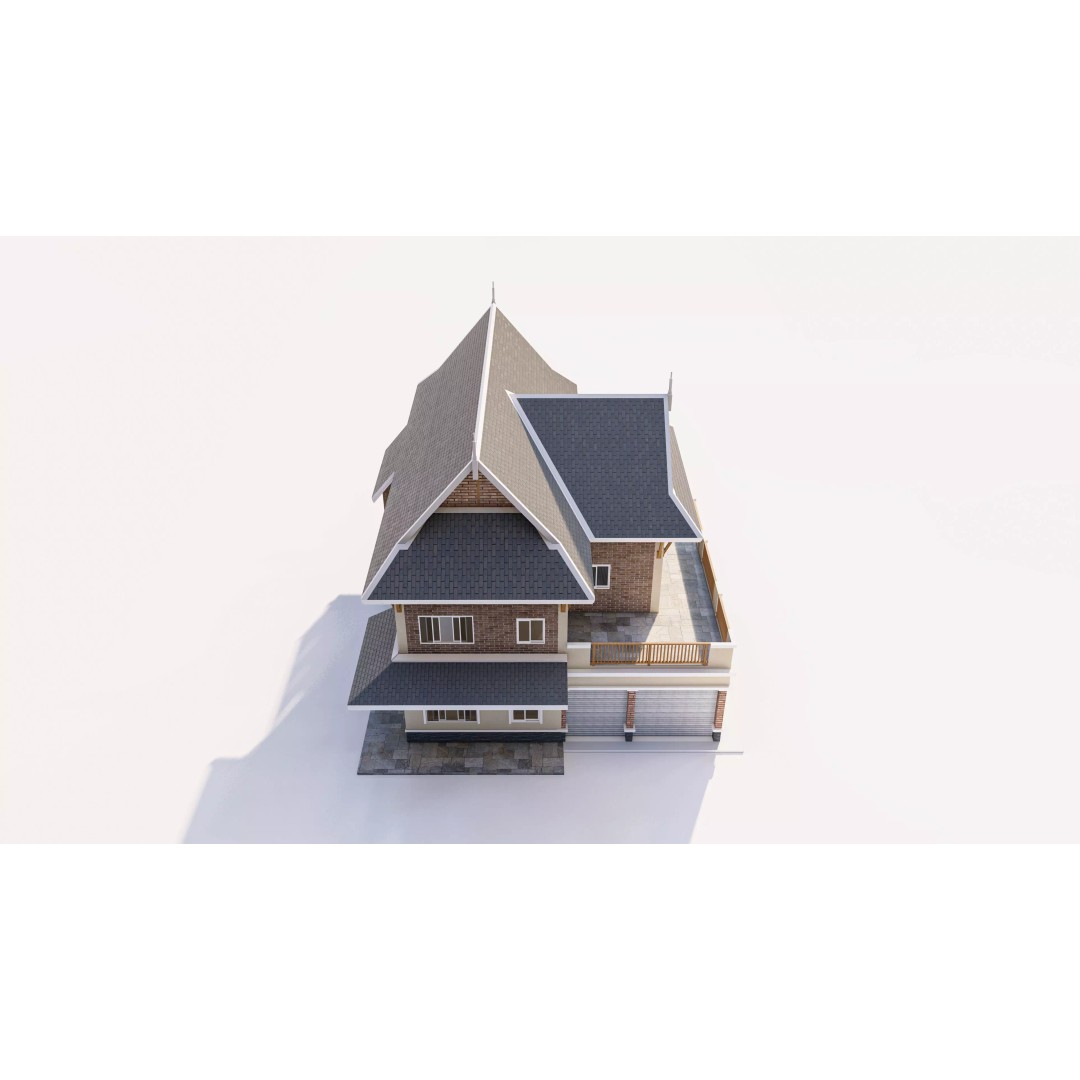 Contemporary Two-Story Home 3D Model – Modern Residential Design, FBX - View 8