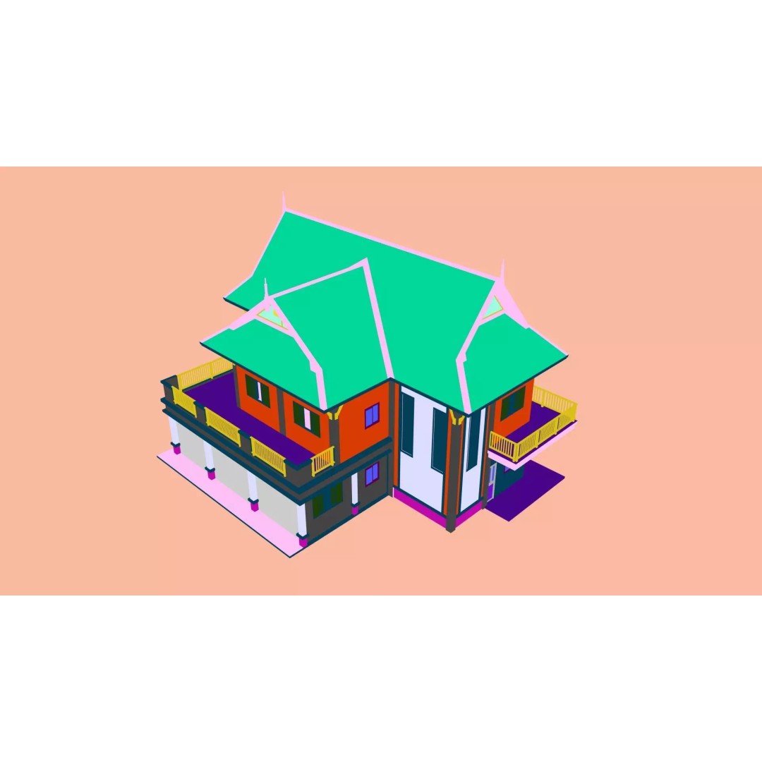 Contemporary Two-Story Home 3D Model – Modern Residential Design, FBX - View 9