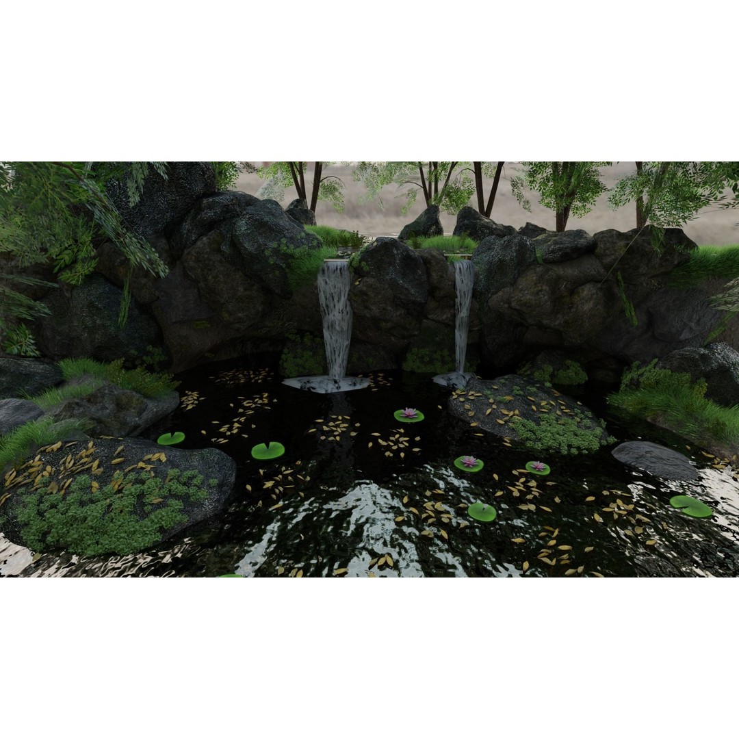Waterfall Scene 3D Model – High Poly Landscape with PBR Textures - View 5