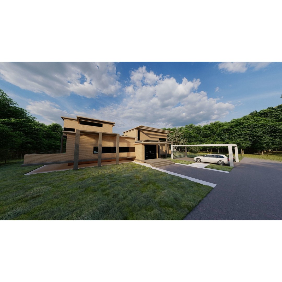 Modern Villa 3D Model – High Poly Architectural Asset, FBX, OBJ - View 4