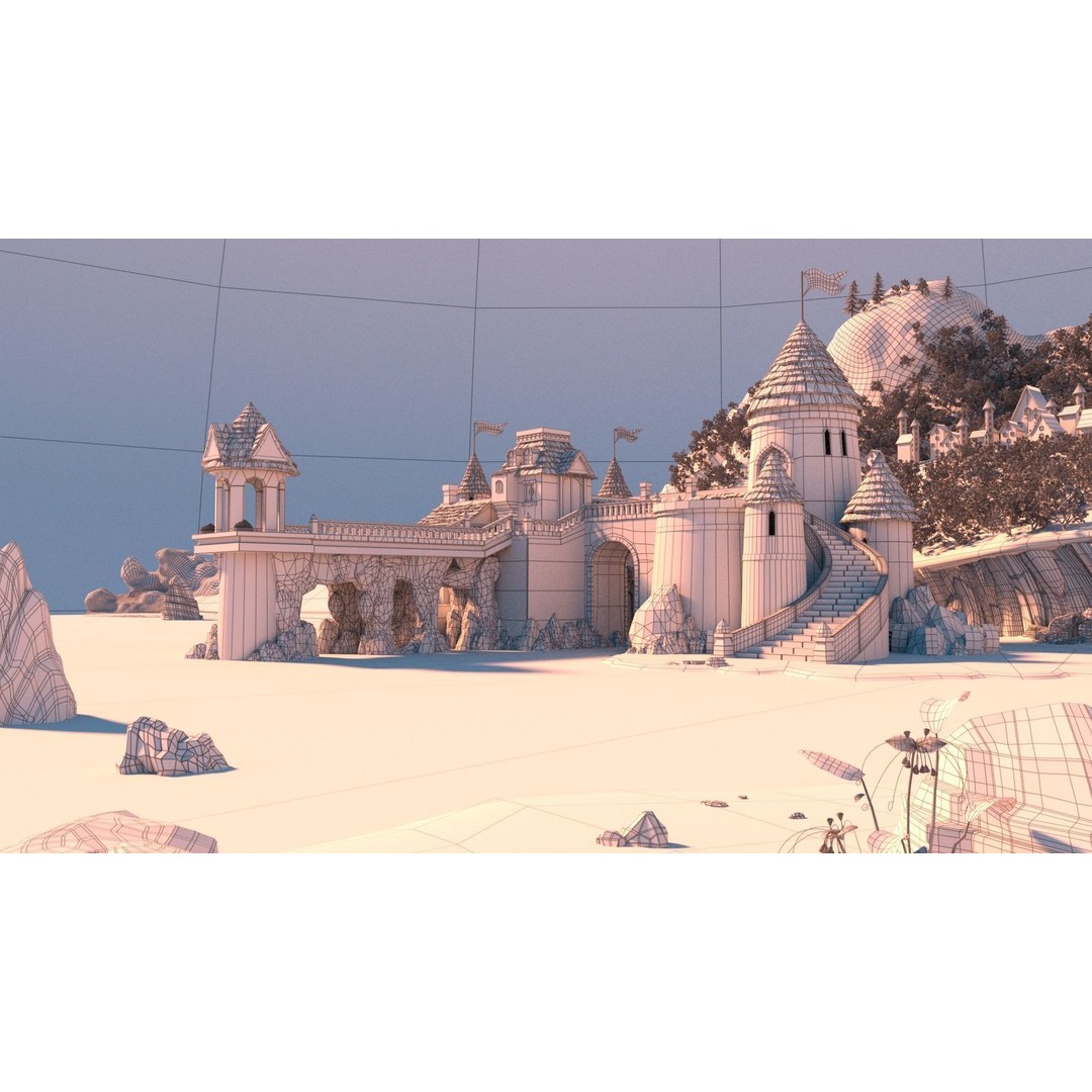 Cartoon Castle 3D Model – High Poly Medieval Scene, FBX, PBR - View 10