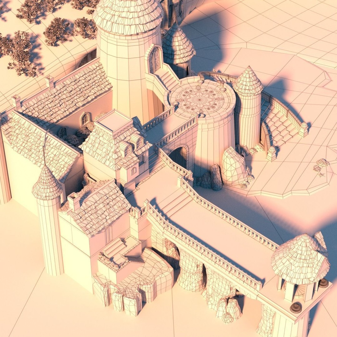 Cartoon Castle 3D Model – High Poly Medieval Scene, FBX, PBR - View 12