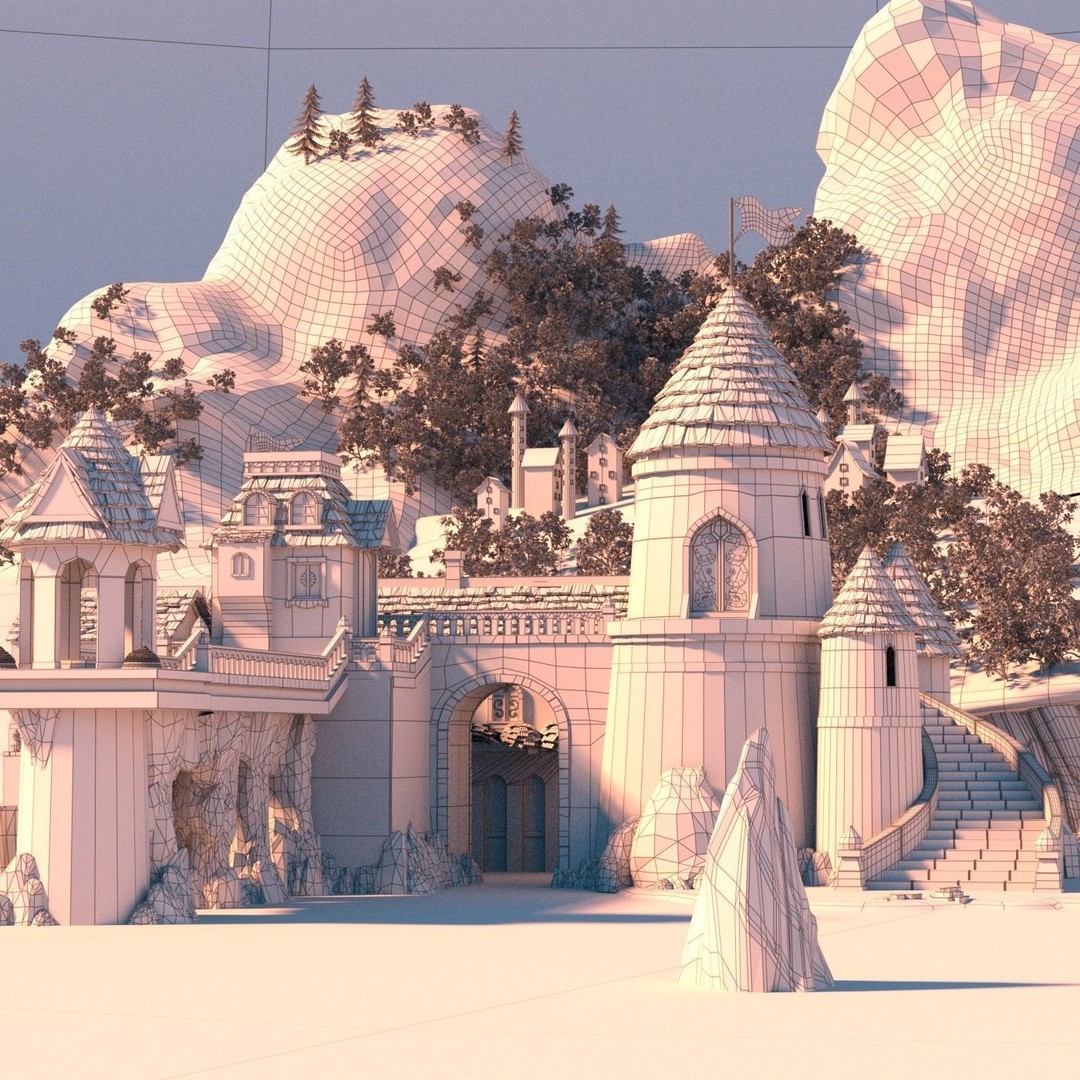Cartoon Castle 3D Model – High Poly Medieval Scene, FBX, PBR - View 14