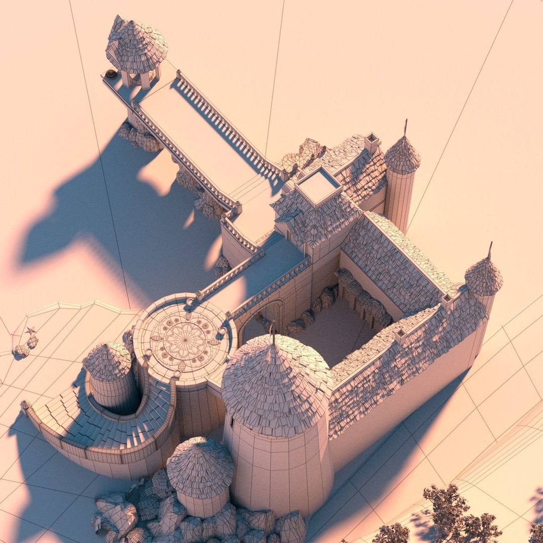 Cartoon Castle 3D Model – High Poly Medieval Scene, FBX, PBR - View 15